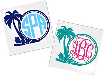 Beach Palm Tree Monogram Decal Sticker
