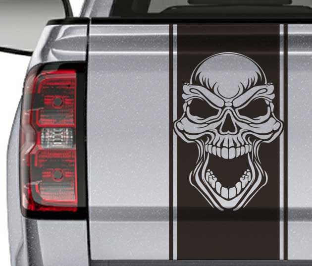 Universal Skull Truck Bed Stripes Vinyl Decal Sticker 102