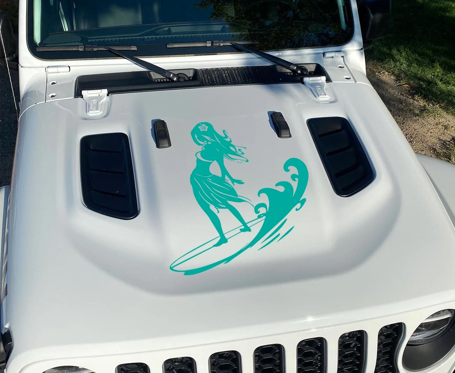 Jeep Wrangler Gladiator Female Girl Surfer Hood Decal Sticker 465