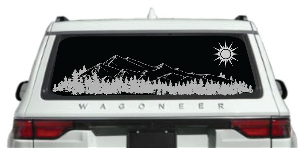 Universal Jeep Wagoneer Rear Window Forest Mountain Theme Decal Sticker 5
