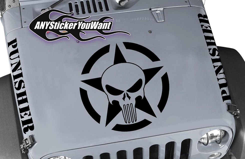 Jeep Punisher Army Star Hood Decal Sticker 40