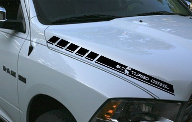 Dodge 6.7L Cummins Turbo Diesel Hood Stripes Vinyl Decal Sticker 5