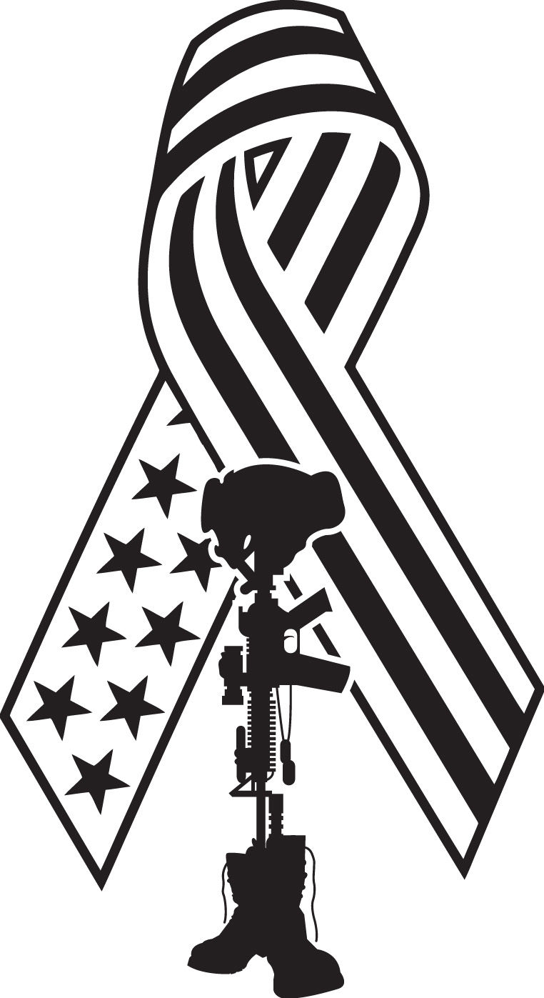 Military Ribbon In Memory of Vinyl Decal Sticker 3 (add text)