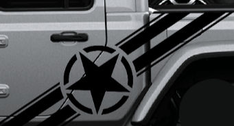 Star/Stripes Side Graphic Vinyl Decal Fits Jeep Gladiator (will fit any vehicle)