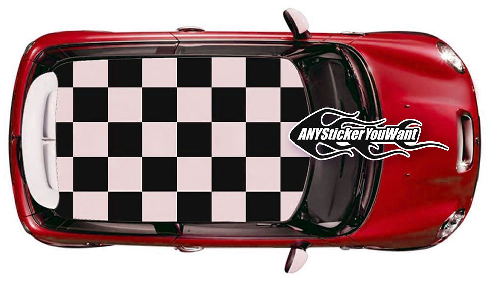 Mini Cooper Roof Checkered Flag Decal Sticker