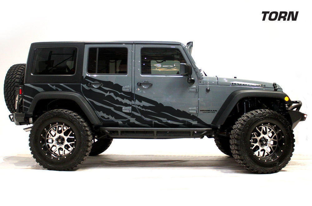 Jeep Wrangler Gladiator Full Side Torn Splash Decal Sticker 545