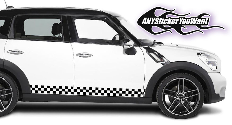 Mini Cooper Countryman Checkered Rocker Panel Stripes Decal Sticker