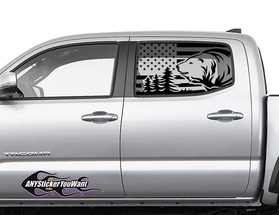 Universal Bear American Flag Rear Window Decal Sticker Set