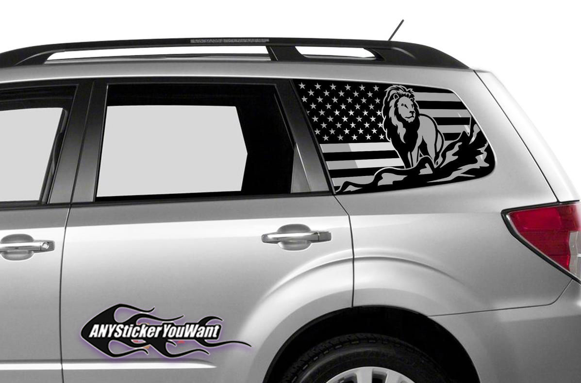 Universal Lion American Flag Rear Window Decal Sticker Set 22