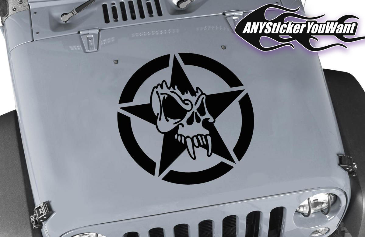 Jeep Wrangler Gorilla Skull Army Star Hood Decal Sticker 184