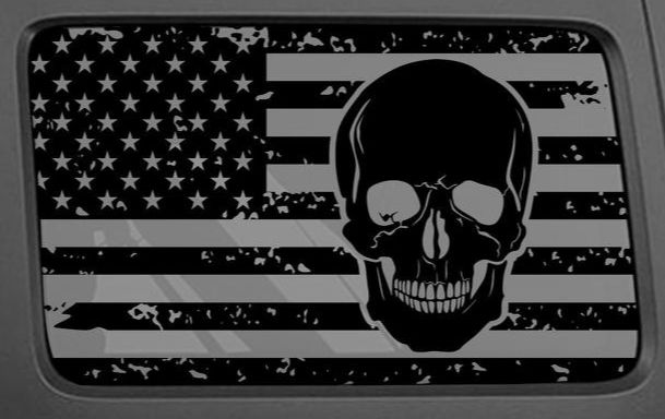 Jeep Wrangler Gladiator American Flag Skull Side Rear Window Decal 63