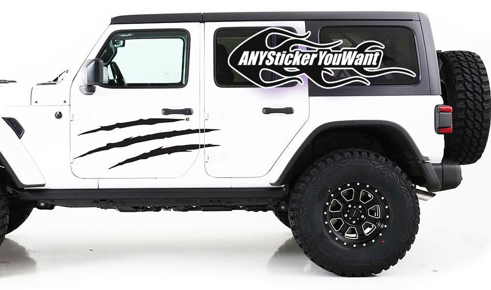 JL Wrangler Full Side Claw Rip Decal Sticker
