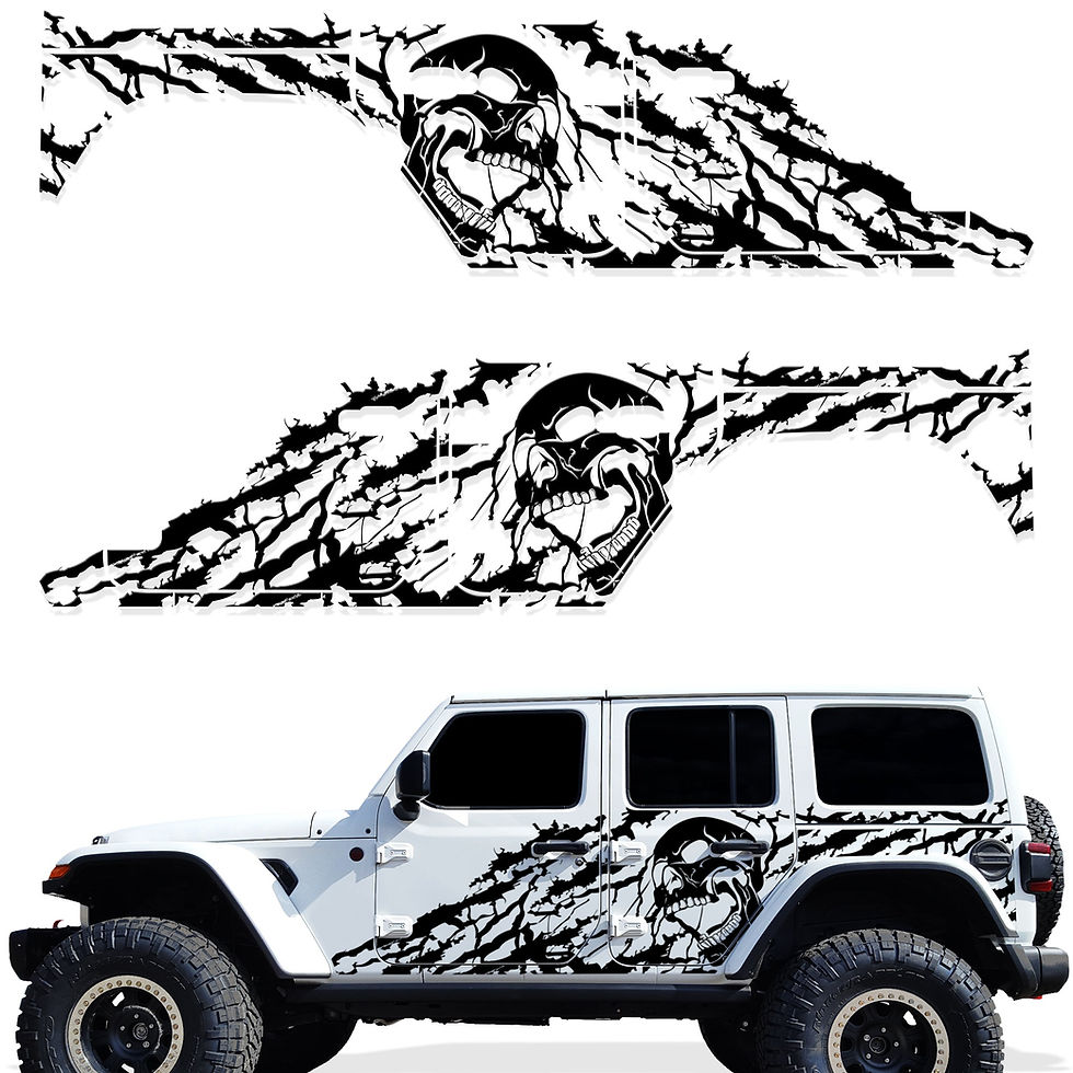 Jeep Wrangler Gladiator Skull Full Side Mud Splash Decal Sticker 552