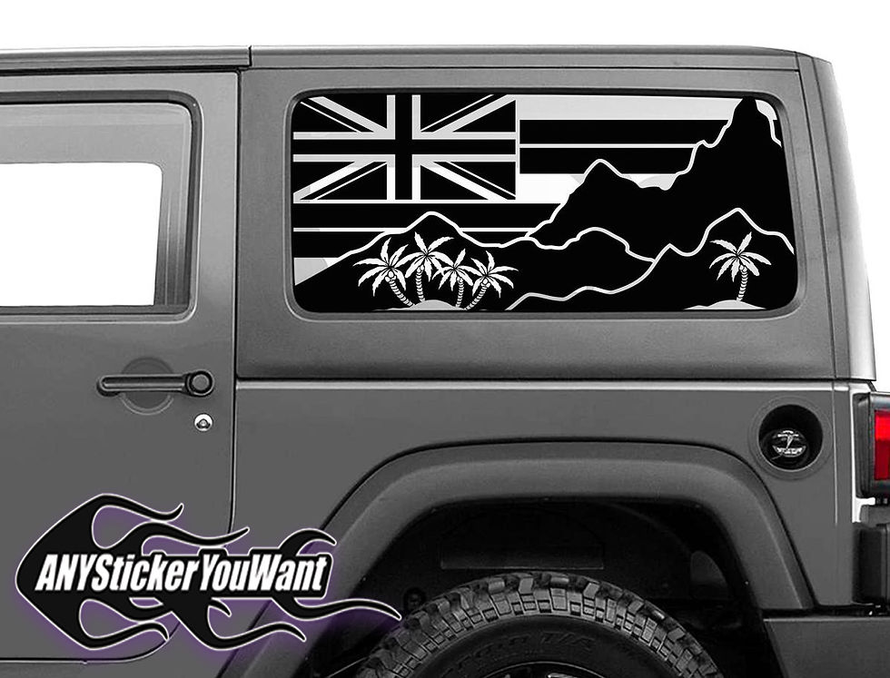 Jeep Wrangler Gladiator Union Jack Mountain Palm Side Rear Window Decal 41