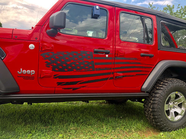 Jeep Gladiator Wrangler Full Side American Flag Decal Sticker 130