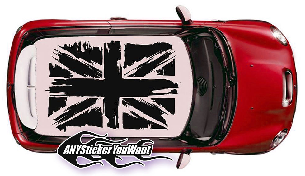 Mini Cooper Distressed British Roof Flag Decal Sticker