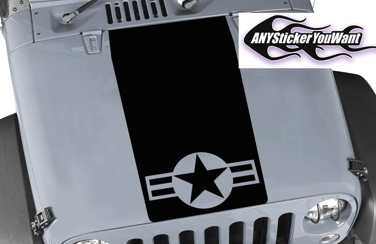 Jeep Wrangler USAF Air Force Blackout Hood Decal Sticker 76
