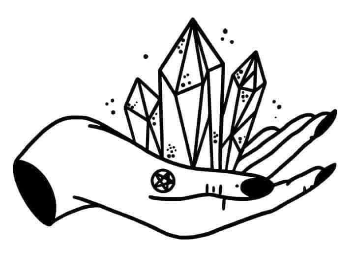 Wiccan Witches Hand Full of Crystals Decal Sticker