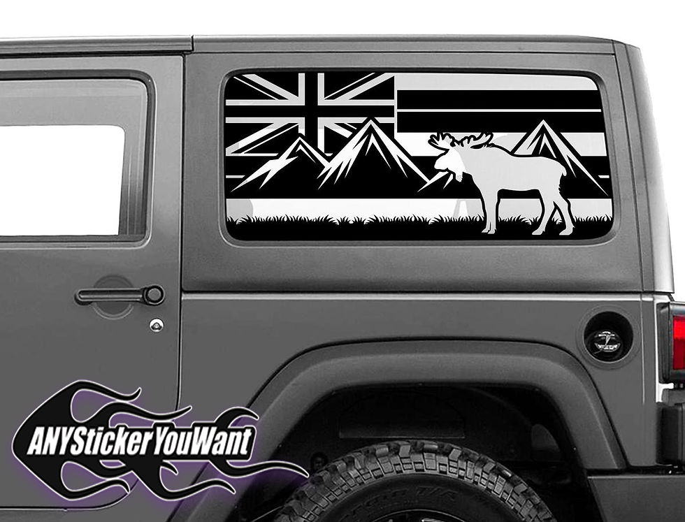 Jeep Wrangler Gladiator Union Jack Moose Side Rear Window Decal 59