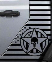 Jeep Gladiator Door Jam Punisher Army Star Cab Body Side Decal Sticker 89