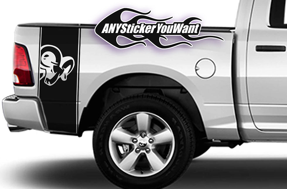 Dodge Ram 1500 2500 3500 Rear Bed Side Ram Head Stripe Decal 1