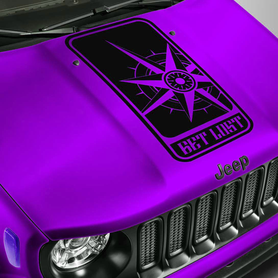 Jeep Wrangler Gladiator Compass Get Lost Hood Stripe Decal Sticker 91