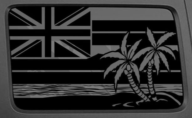 Jeep Wrangler Gladiator Union Jack Beach Palm Side Rear Window Decal 40