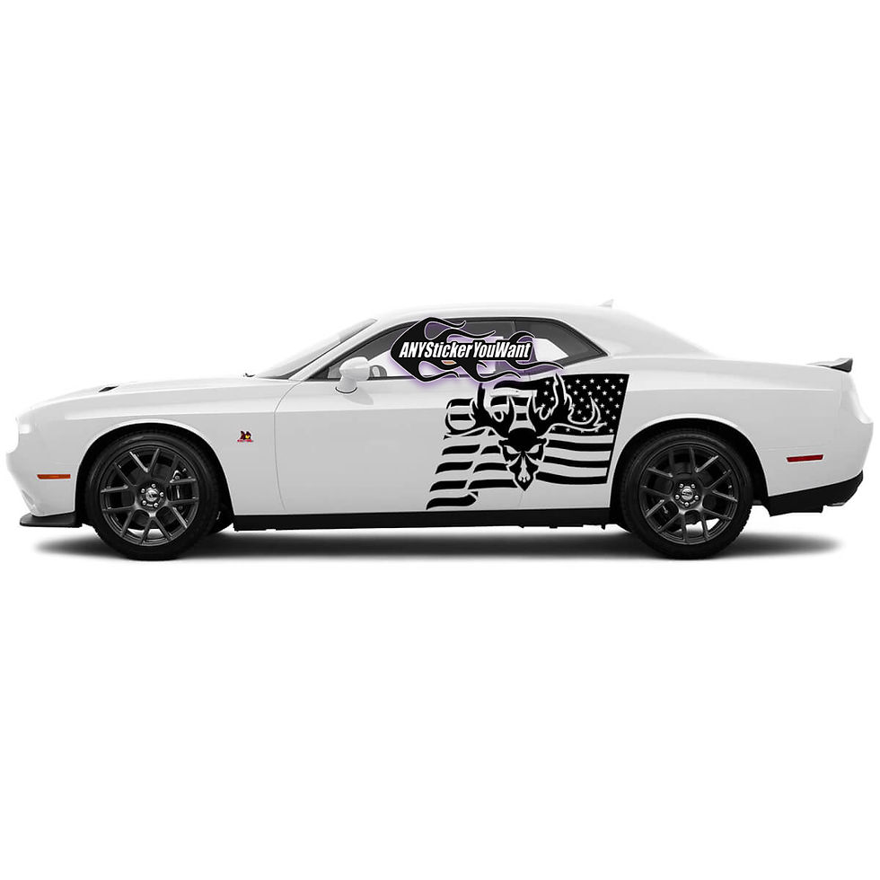 Dodge Challenger Deer Flag Decal Sticker