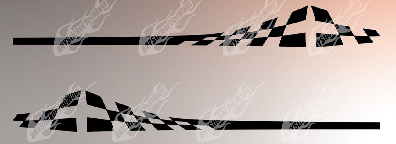 Checkered Flag Side Stripe Kit Graphic Vinyl Decal Fits Porsche Boxster