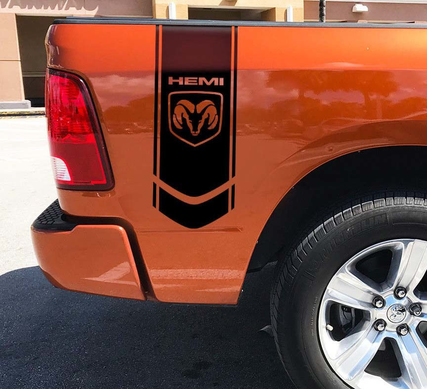 Dodge Ram Head Hemi Bed Stripes Decal Sticker