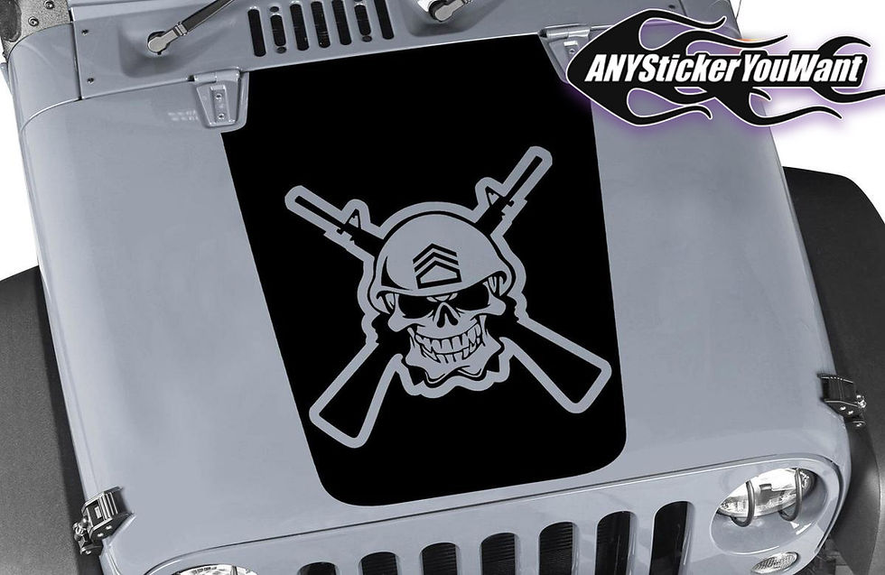 Jeep Gladiator Wrangler Army Skull Hood Decal Sticker 82