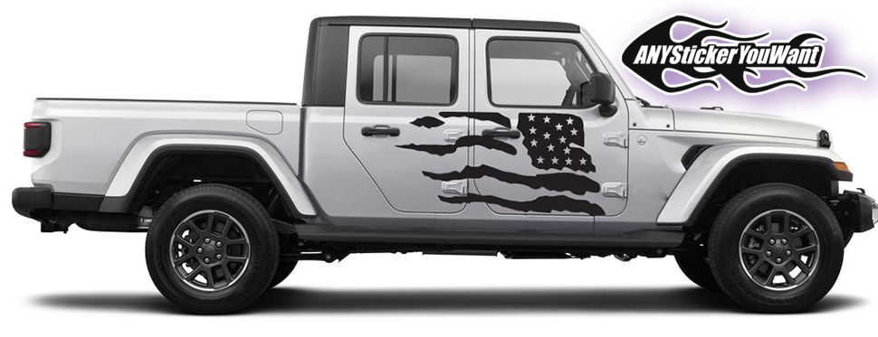 JL Gladiator Gladiator Full Side US Flag Decal Sticker 2
