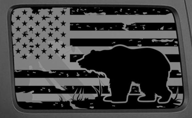 Jeep Wrangler Gladiator American Flag Bear Side Rear Window Decal 76