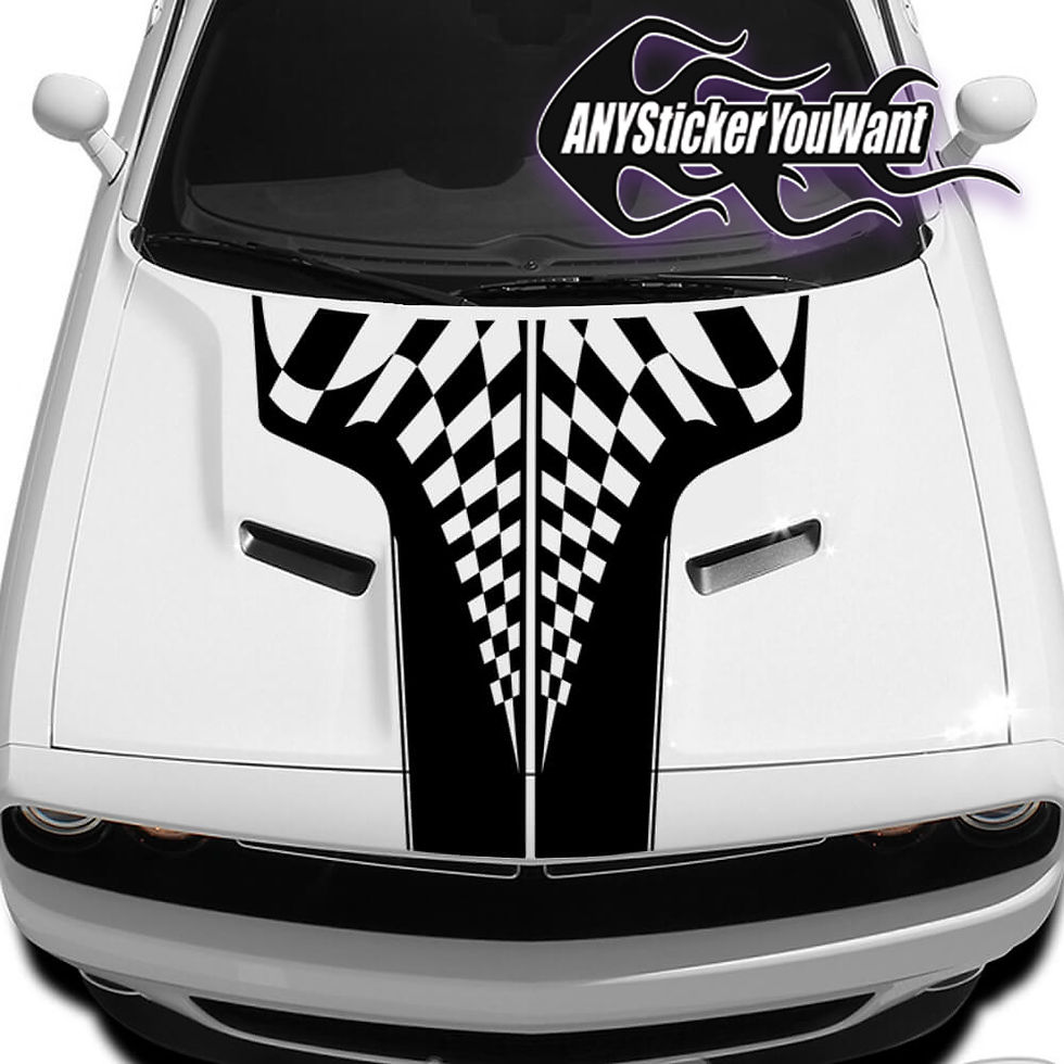 Dodge Challenger Checkered Hood Decal Sticker