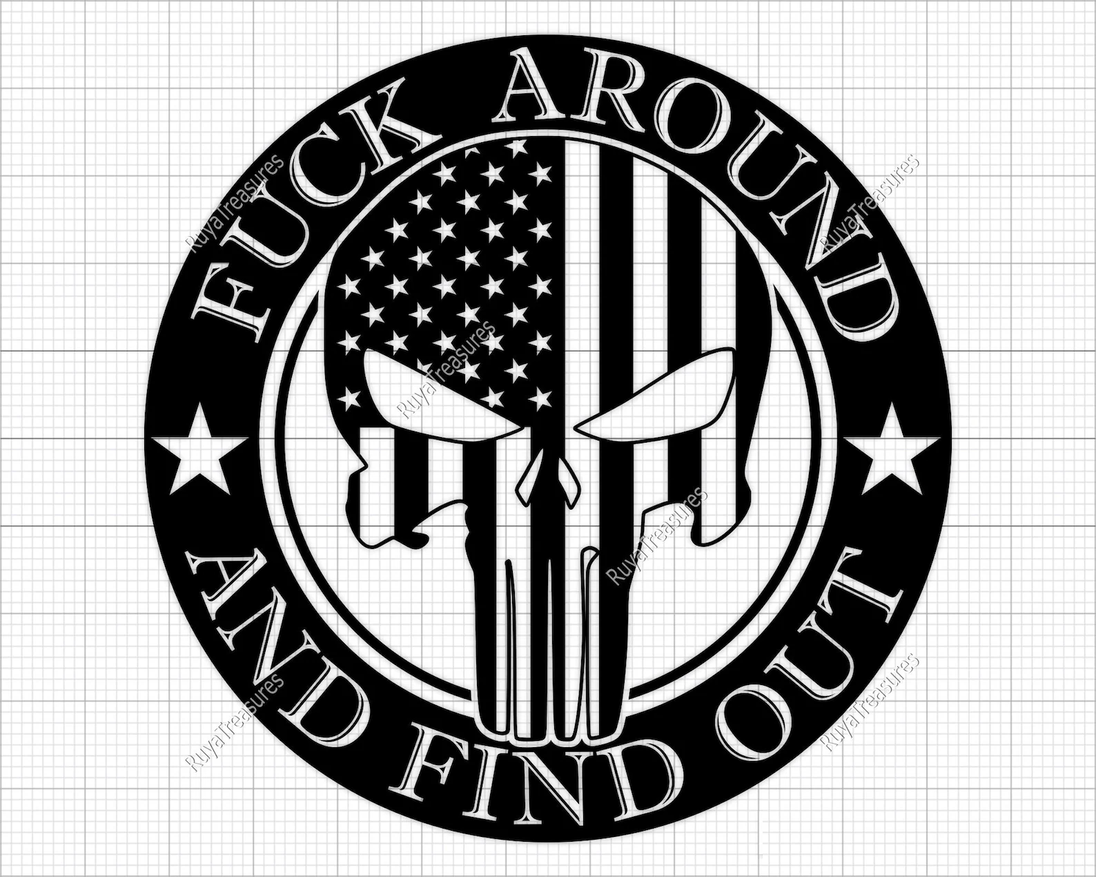 Fuck Around and Find Out FAFO Punisher Skull Flag Vinyl Decal Sticker