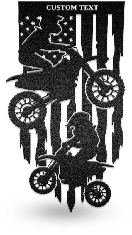 Family Motorcycle Flag Decal Sticker 7 (add text or names)