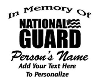 IN MEMORY OF National Guard Military Decal Sticker