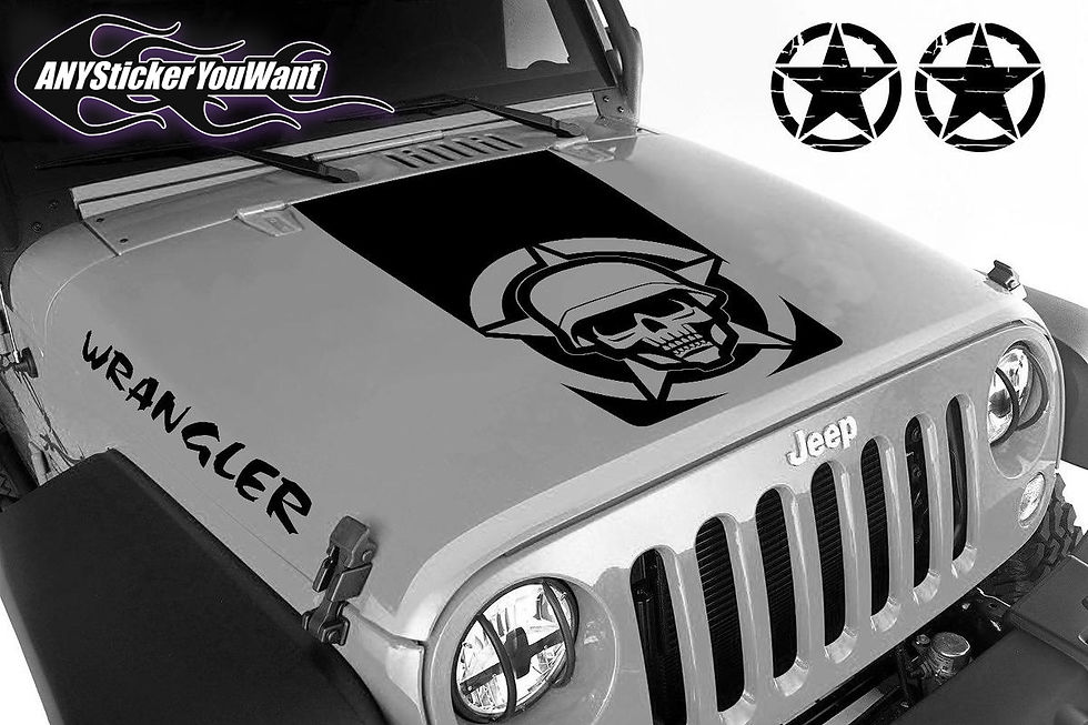 Jeep Gladiator Wrangler Army Skull Hood Stripe Decal Sticker 124