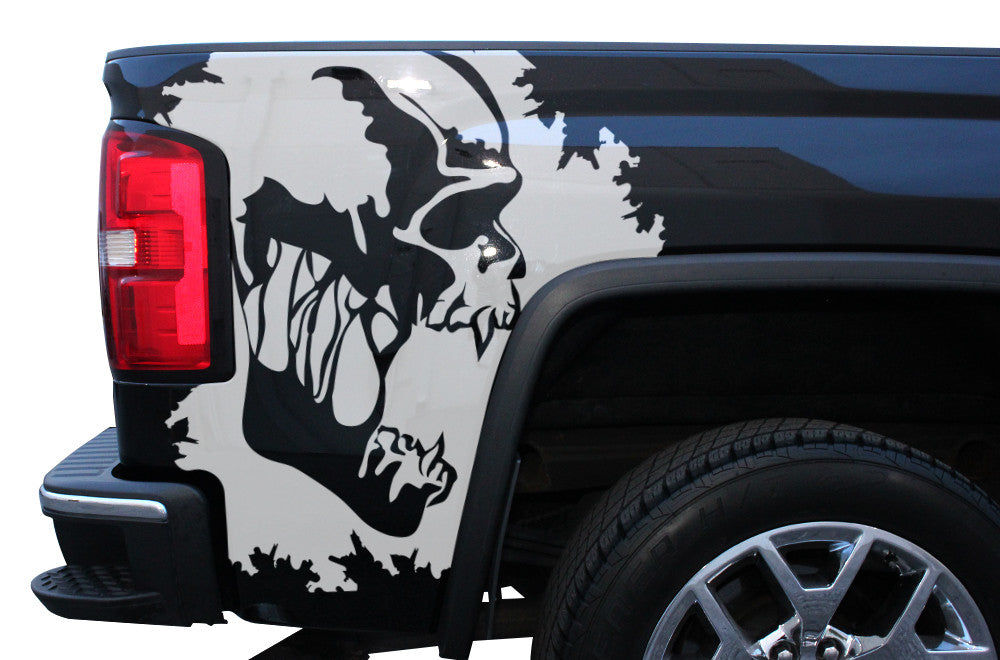 GMC Sierra Truck Bed Skull Splash Sticker Decal 59