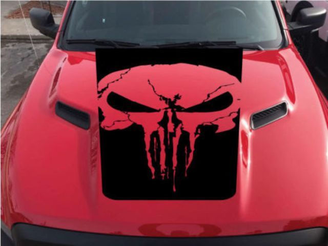 Universal Dodge Charger Punisher Skull Hood Stripes Vinyl Decal Sticker 25