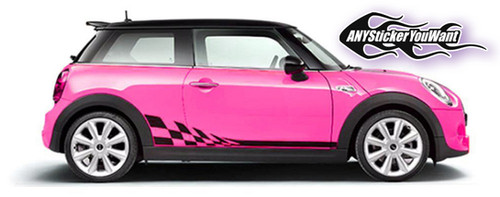 Mini Cooper Checkered Flag Rocker Stripe Decal Sticker ...