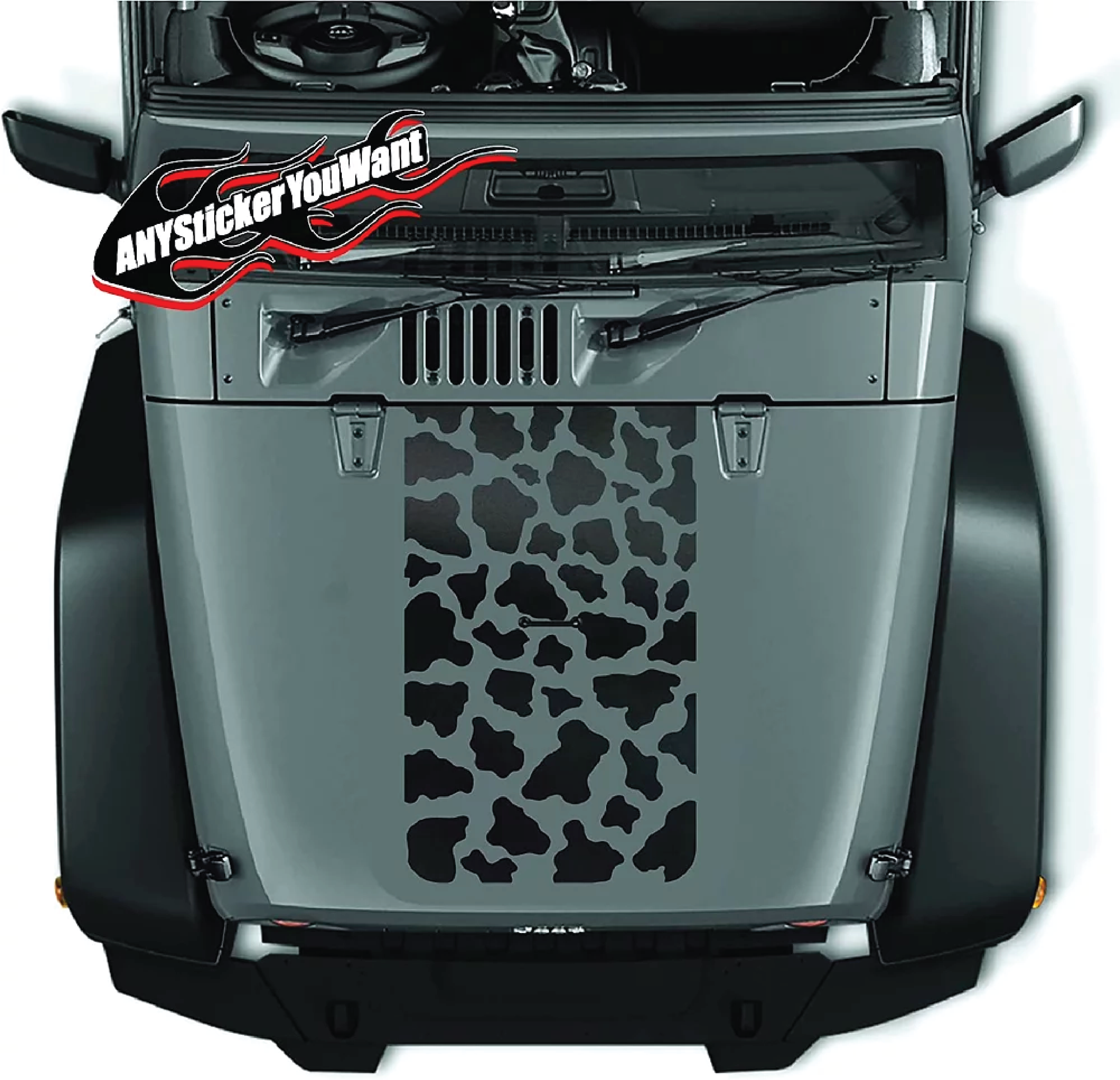 Cowhide Print Jeep Wrangler Hood Decal Sticker (fits any Vehicle)