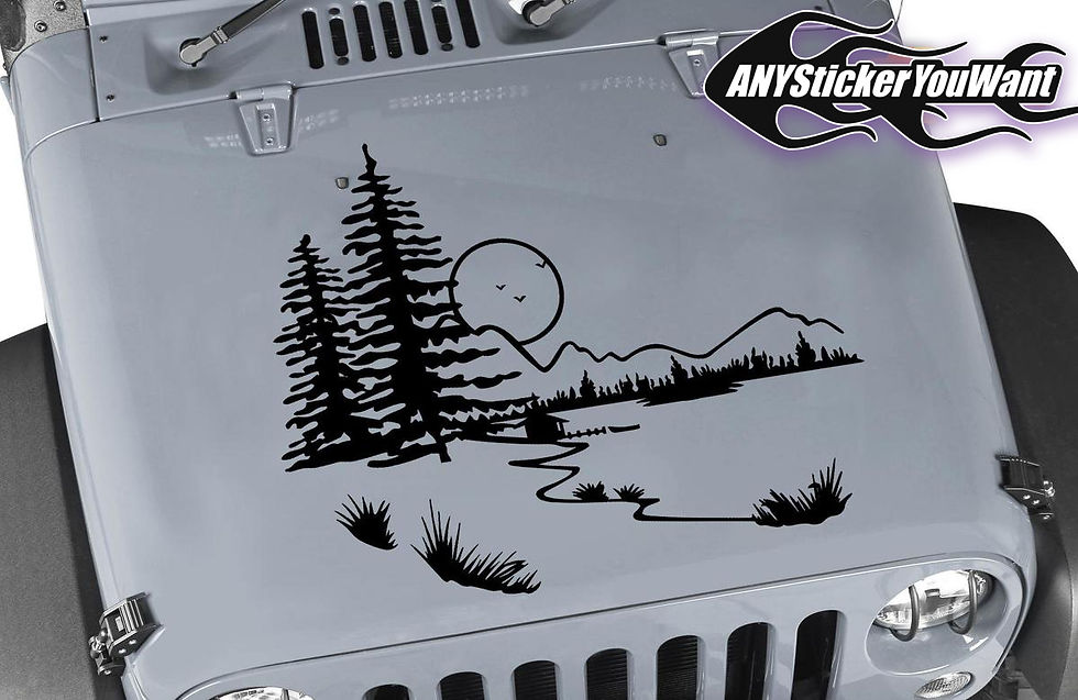 Jeep Wrangler Mountain Scene Hood Decal Sticker 169