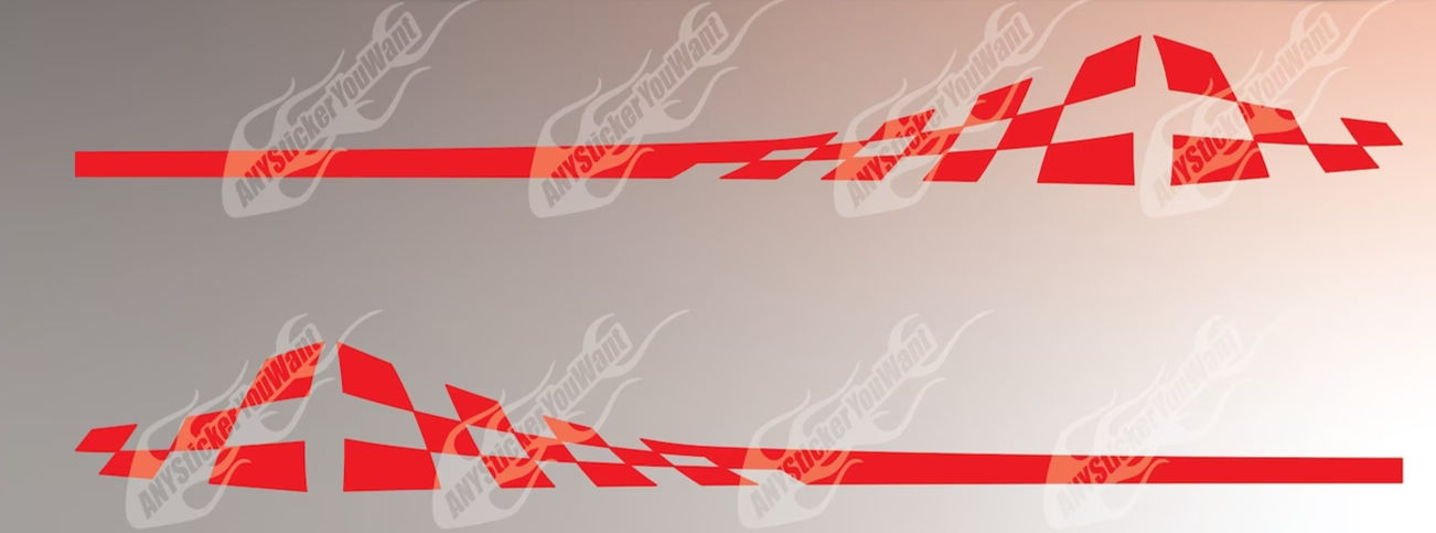 Checkered Flag Side Stripe Kit Graphic Vinyl Decal Fits Porsche Cayman