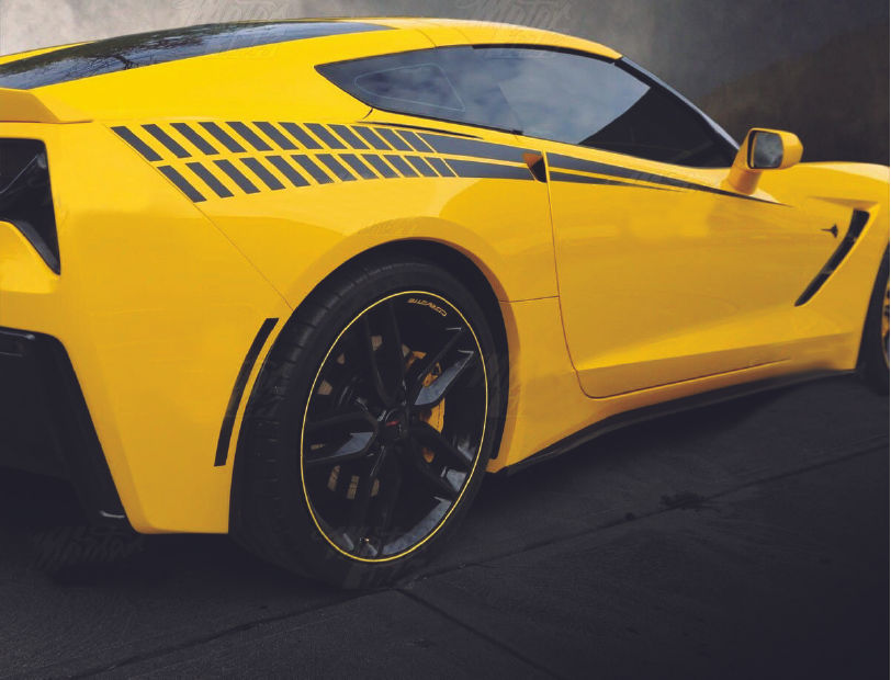Badass Chevy Chevrolet Corvette C7 Bodyline Racing Stripes Vinyl Decal Sticker