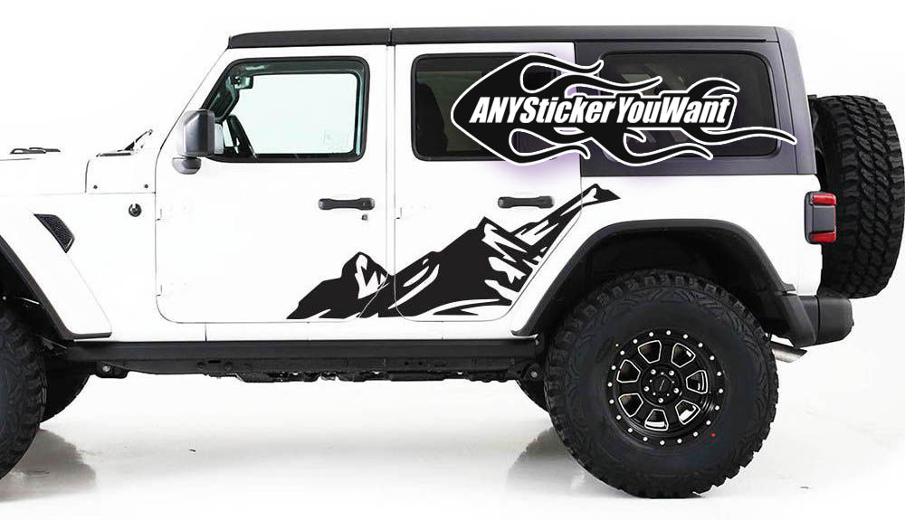 JL Wrangler Full Side Mountain Scene Decal Sticker 1