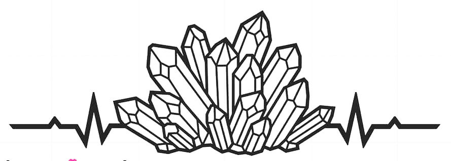 Celestrial Wicca Cluster of Crystals Heartbeat Decal Sticker