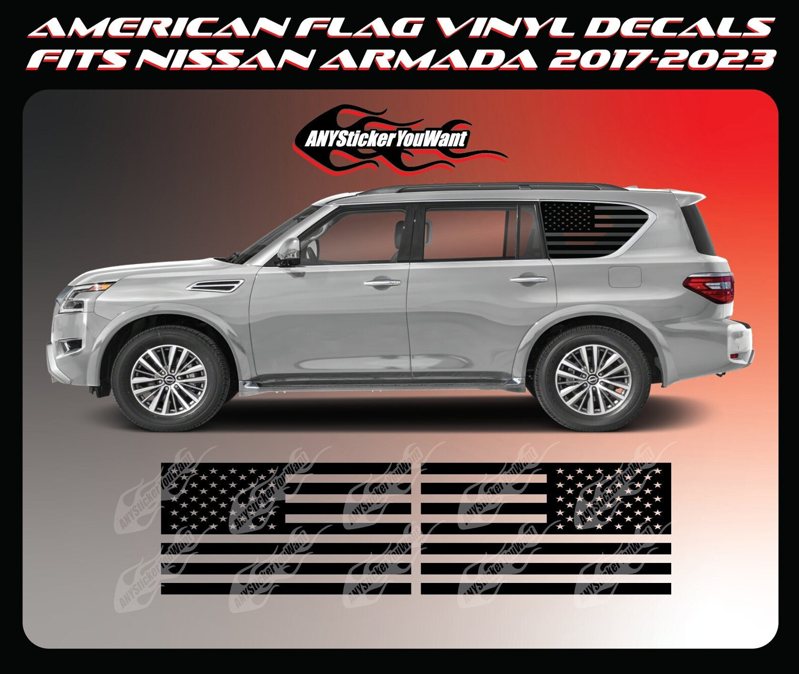 American Flag Vinyl Decal Window Stickers Fits Nissan Armada 2017-2023