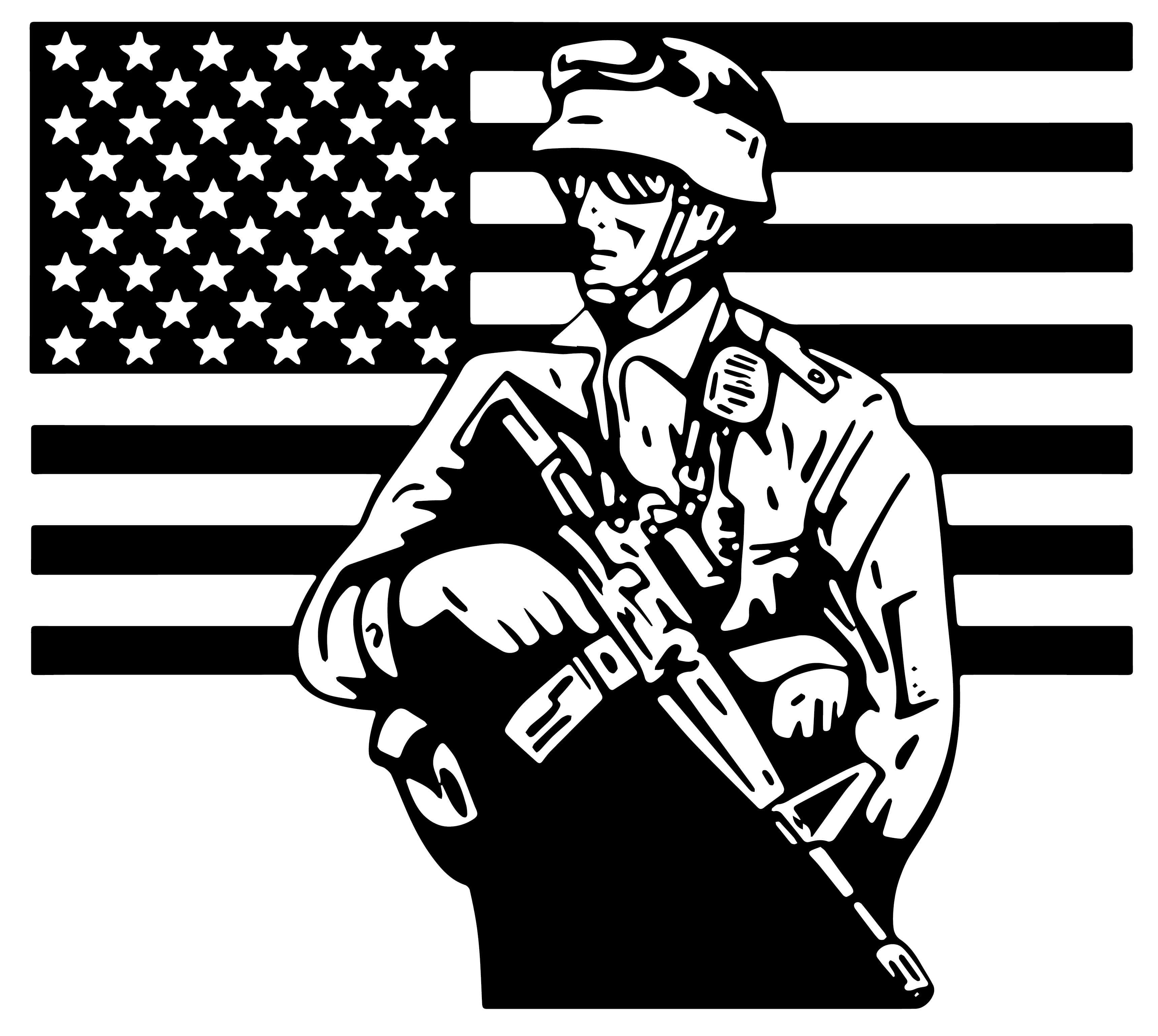 Miltary Soldier American Flag Vinyl Decal Sticker