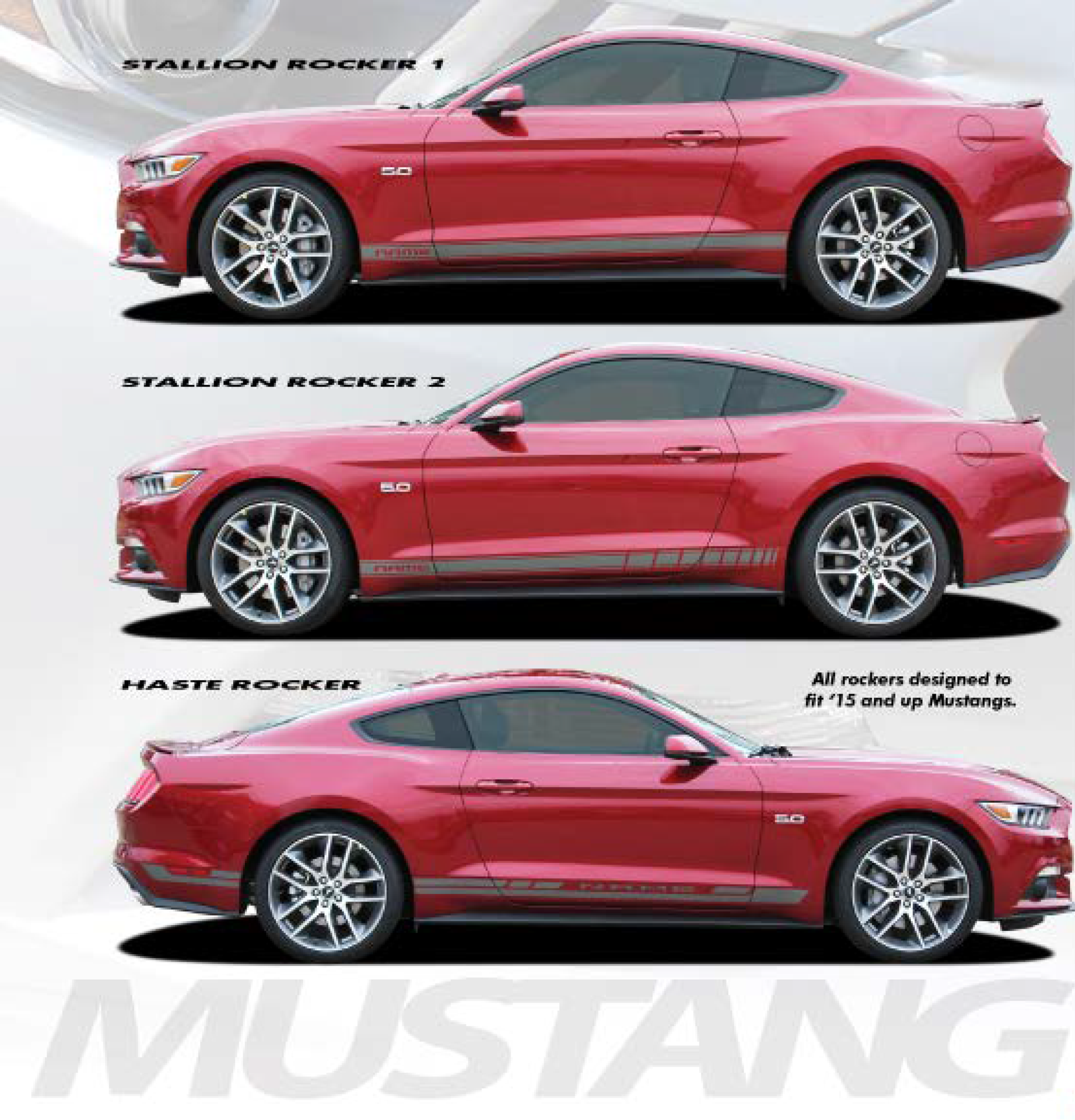 Ford Mustang 15 MUSTANG ROCKERS 2 Rocker Stripes Vinyl Decal Sticker